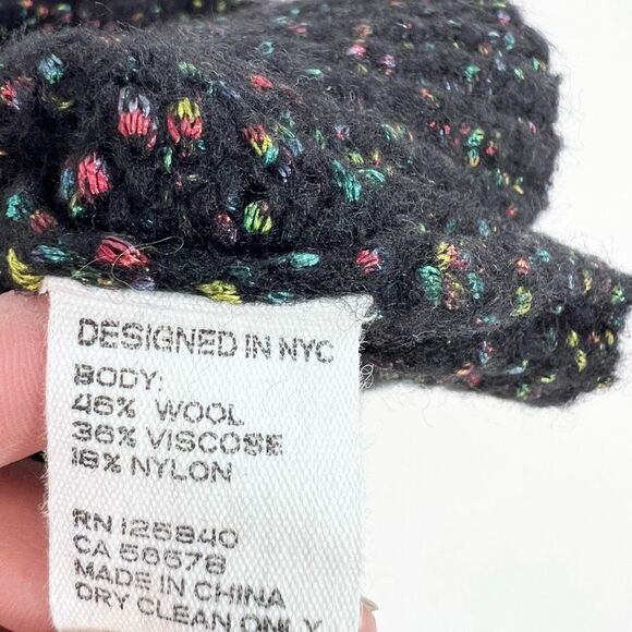 Intermix Wool Blend Sweater Womens Medium Tight Speckled Knit Puff Sleeve - Picture 7 of 9